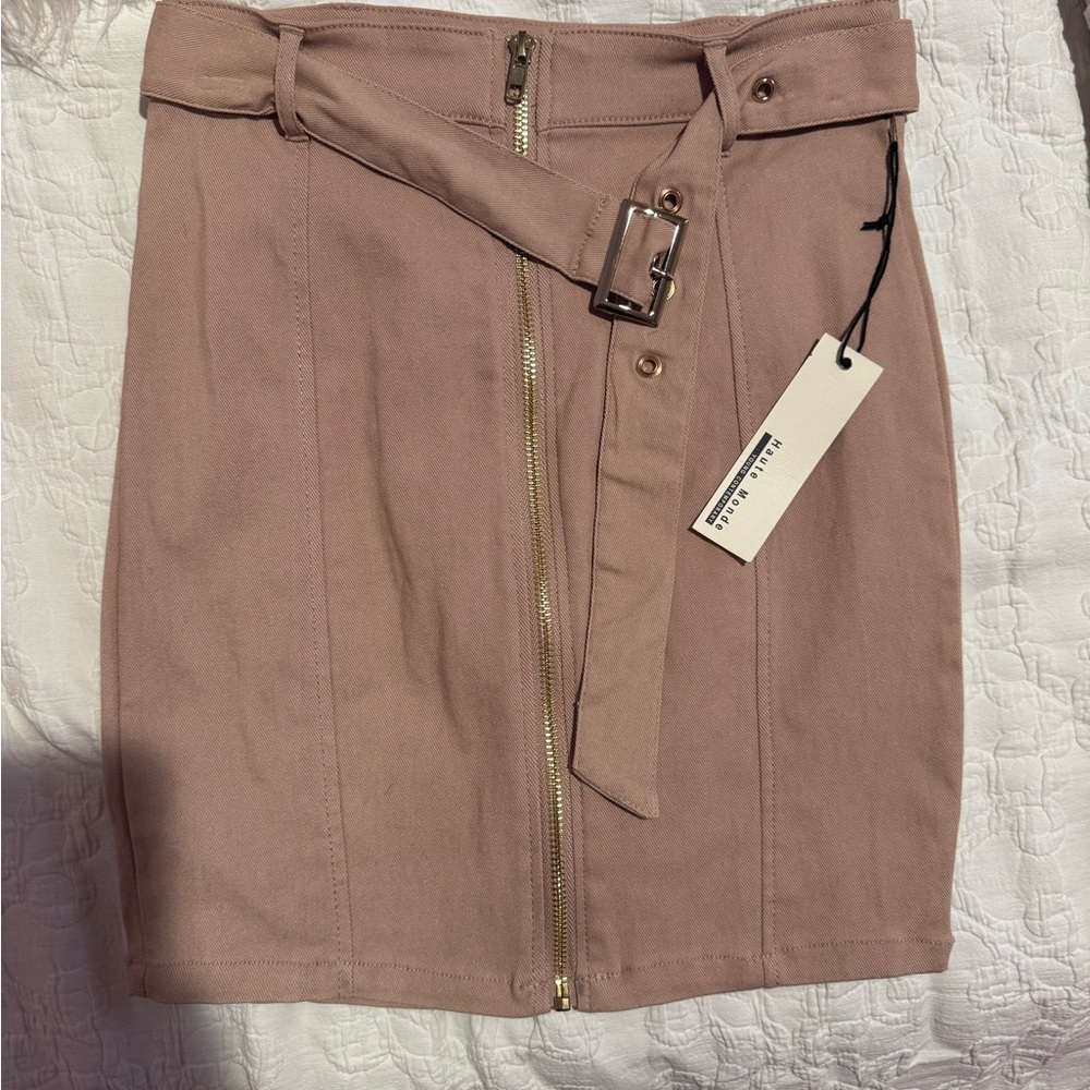 Haute Monde Mauve Pencil Skirt with Belt